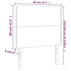 Tăblie de pat cu led, gri închis, 80x5x118/128 cm, catifea, 6 image