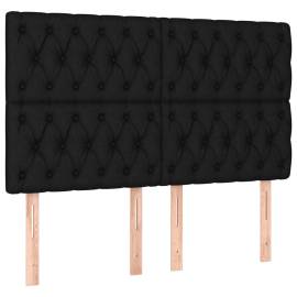 Tăblie de pat cu led, negru, 160x7x118/128 cm, textil, 4 image