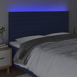 Tăblie de pat cu led, albastru, 180x5x118/128 cm, textil, 3 image