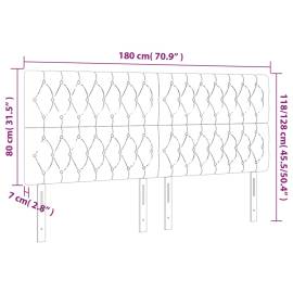 Tăblie de pat cu led, crem, 180x7x118/128 cm, textil, 6 image