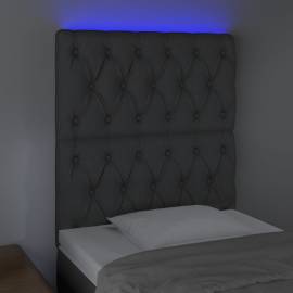 Tăblie de pat cu led, gri închis, 80x7x118/128 cm, textil, 3 image