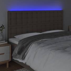 Tăblie de pat cu led, gri taupe, 180x5x118/128 cm, textil, 3 image
