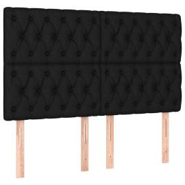 Tăblie de pat cu led, negru, 144x5x118/128 cm, textil, 4 image