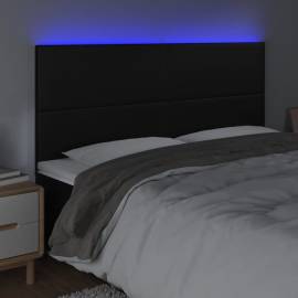 Tăblie de pat cu led, negru, 180x5x118/128 cm, piele ecologică, 3 image