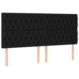 Tăblie de pat cu led, negru, 180x7x118/128 cm, textil, 4 image