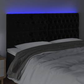 Tăblie de pat cu led, negru, 200x7x118/128 cm, catifea, 3 image