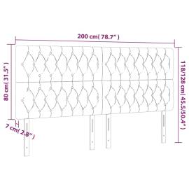 Tăblie de pat cu led, negru, 200x7x118/128 cm, textil, 6 image