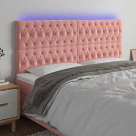 Tăblie de pat cu led, roz, 180x7x118/128 cm, catifea