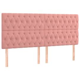 Tăblie de pat cu led, roz, 200x7x118/128 cm, catifea, 4 image