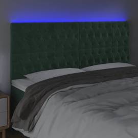 Tăblie de pat cu led, verde închis, 200x7x118/128 cm, catifea, 3 image