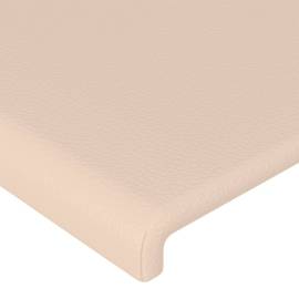 Tăblie de pat cu led cappuccino 200x5x78/88 cm piele ecologică, 5 image