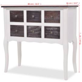 Dulap consolă cu 6 sertare, maro și alb, lemn, 7 image