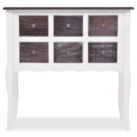 Dulap consolă cu 6 sertare, maro și alb, lemn, 4 image