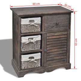 Dulap din lemn, 3 coșuri împletite pe partea stângă, maro, 6 image