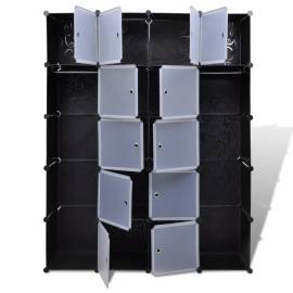 Dulap modular 14 compartimente alb și negru 37 x 146 x 180,5 cm, 4 image