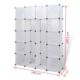 Dulap modular cu 14 compartimente alb 37 x 146 x 180,5 cm, 6 image