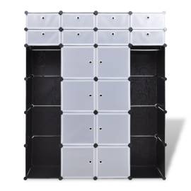 Dulap modular cu 18 compartimente alb și negru 37x146x180,5 cm, 6 image