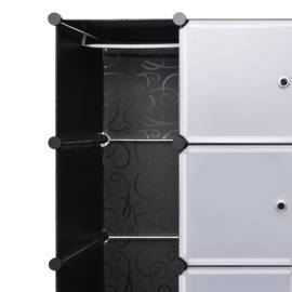 Dulap modular cu 18 compartimente alb și negru 37x146x180,5 cm, 4 image