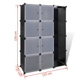 Dulap modular cu 9 compartimente, 37x115x150 cm, negru și alb, 7 image