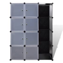 Dulap modular cu 9 compartimente, 37x115x150 cm, negru și alb, 3 image