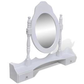 Masă de toaletă cu oglindă și taburet, 7 sertare, alb, 7 image