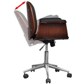 Scaun cu brațe pivotant, lemn curbat și piele ecologică, 6 image