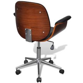 Scaun cu brațe pivotant, lemn curbat și piele ecologică, 5 image