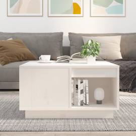 Măsuță de cafea, alb, 60x61x32,5 cm, lemn masiv de pin, 3 image
