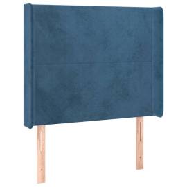 Tăblie de pat cu led, albastru închis, 103x16x118/128cm catifea, 3 image