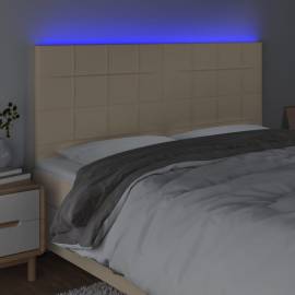 Tăblie de pat cu led, crem, 180x5x118/128 cm, textil, 3 image