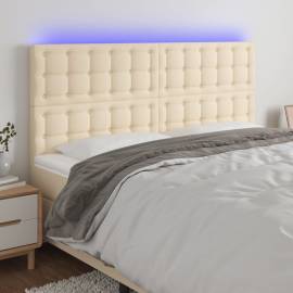 Tăblie de pat cu led, crem, 200x5x118/128 cm, textil
