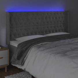Tăblie de pat cu led, gri deschis, 183x16x118/128 cm, catifea, 4 image