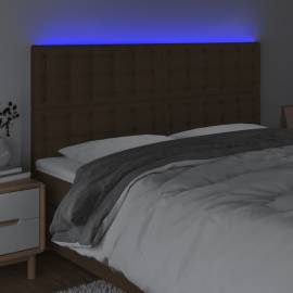 Tăblie de pat cu led, maro închis, 200x5x118/128 cm, textil, 3 image