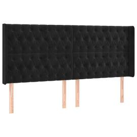 Tăblie de pat cu led, negru, 183x16x118/128 cm, catifea, 3 image