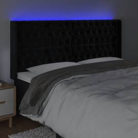 Tăblie de pat cu led, negru, 183x16x118/128 cm, catifea, 4 image