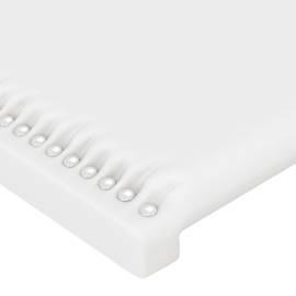 Tăblie de pat cu led, alb, 200x5x118/128 cm, piele ecologică, 5 image