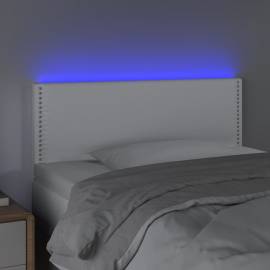 Tăblie de pat cu led, alb, 90x5x78/88 cm, piele ecologică, 3 image