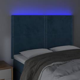 Tăblie de pat cu led, albastru închis, 144x5x118/128cm, catifea, 3 image