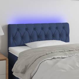 Tăblie de pat cu led, albastru, 90x7x78/88 cm, textil