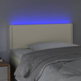 Tăblie de pat cu led, crem, 100x5x78/88 cm, piele ecologică, 3 image