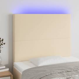 Tăblie de pat cu led, crem, 90x5x118/128 cm, textil