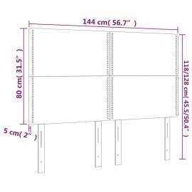 Tăblie de pat cu led, gri închis, 144x5x118/128 cm, catifea, 6 image