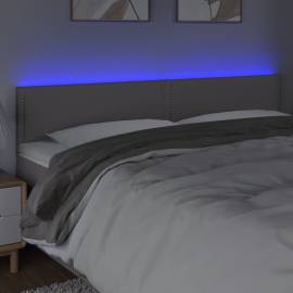 Tăblie de pat cu led, gri, 160x5x78/88 cm, piele ecologică, 3 image