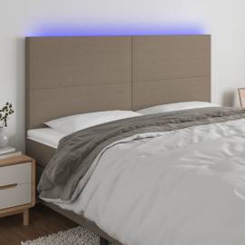 Tăblie de pat cu led, gri taupe, 200x5x118/128 cm, textil