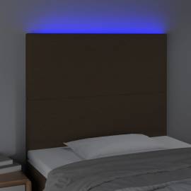 Tăblie de pat cu led, maro închis, 90x5x118/128 cm, textil, 3 image