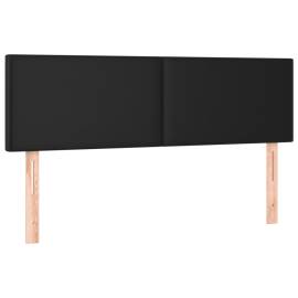 Tăblie de pat cu led, negru, 144x5x78/88 cm, piele ecologică, 4 image