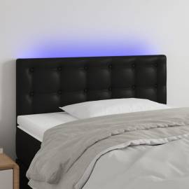 Tăblie de pat cu led, negru, 90x5x78/88 cm, piele ecologică