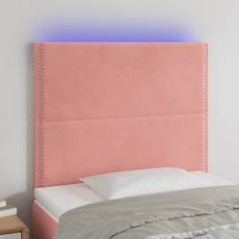 Tăblie de pat cu led, roz, 90x5x118/128 cm, catifea