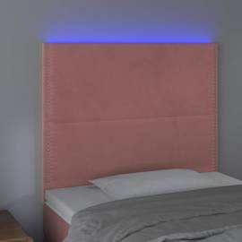 Tăblie de pat cu led, roz, 90x5x118/128 cm, catifea, 3 image