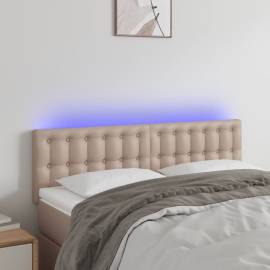 Tăblie de pat cu led cappuccino 144x5x78/88 cm piele ecologică